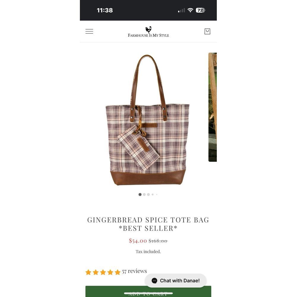 New‎ Farmhouse Is My Style Gingerbread Spice  Bag Handbag Purse Shoulder Tote